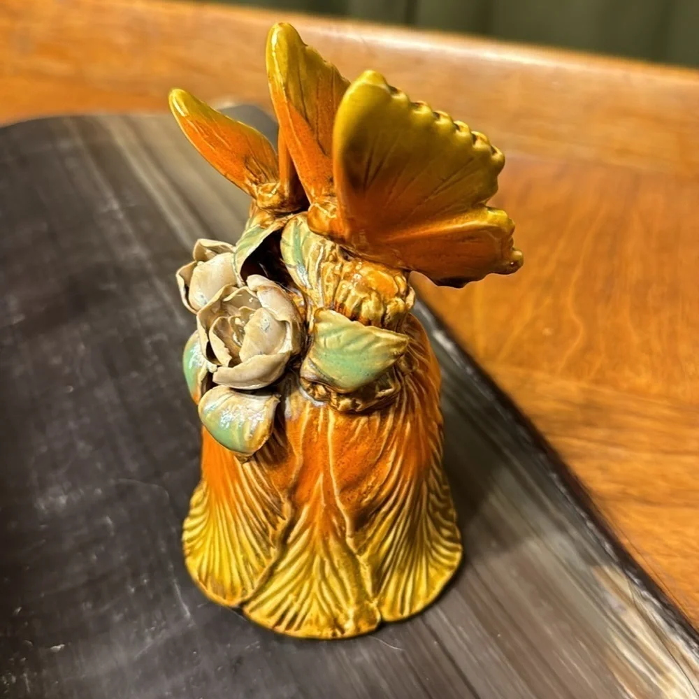 Vintage Ceramic Butterfly Bell Vintage Bohemian Fairy Fantasy Nympth Garden Bell